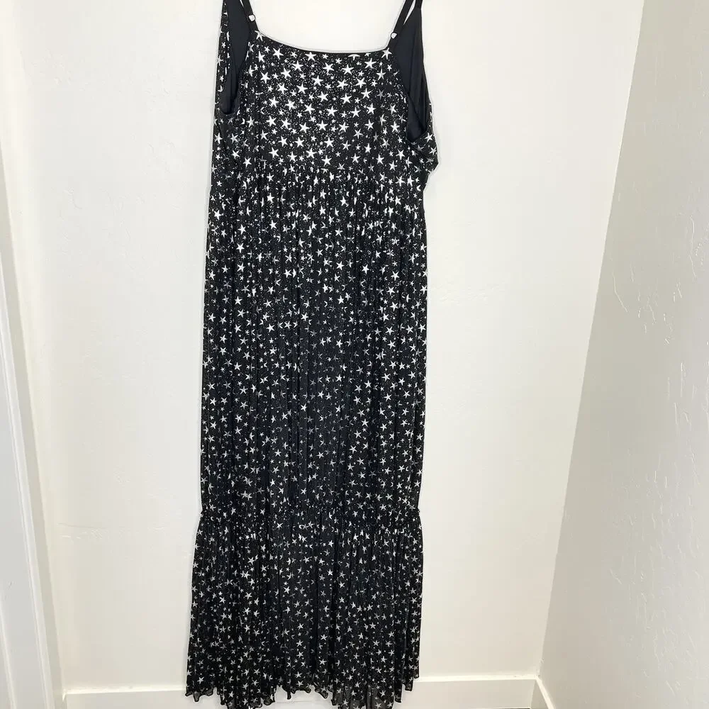 Cosmic Aura Star Silver Foil Mesh Tiered Maxi Dress Womens Plus 4X Whimsigoth 4 - Picture 7 of 11